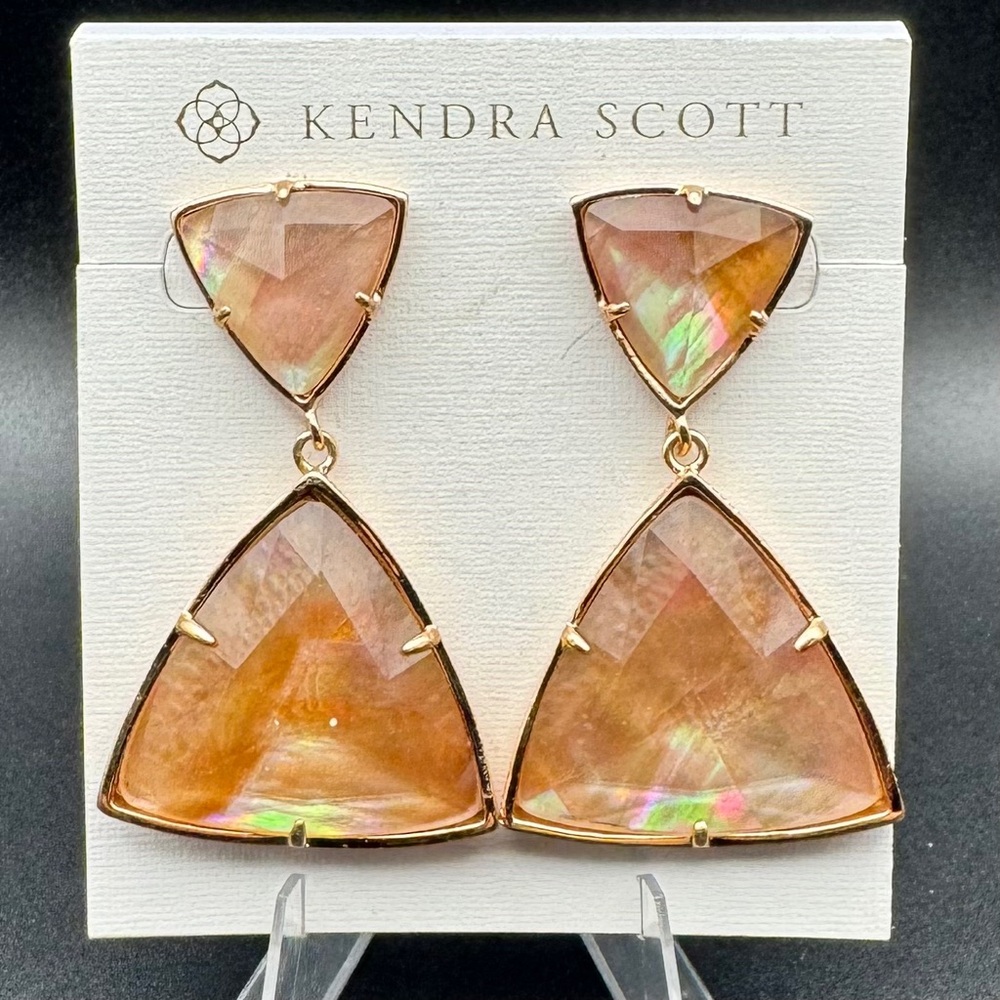 Vintage Kendra Scott Maury Drop Earrings•Retired HTF• Iridescent MOP Rose Gold - Picture 5 of 6